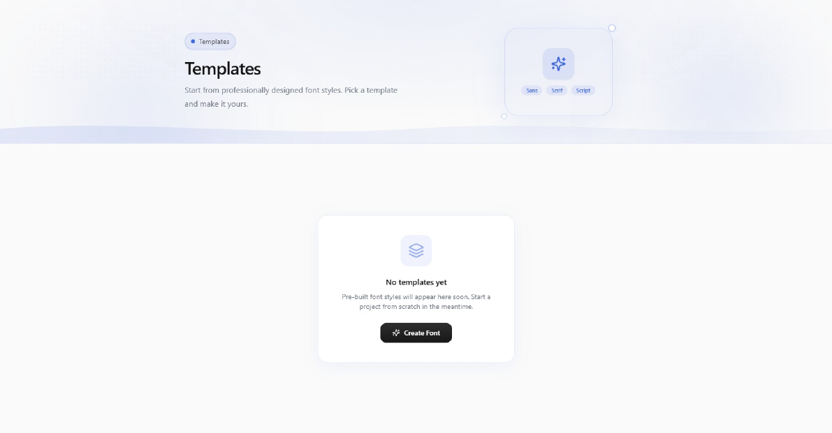 DNAFonts Templates page with font starting points