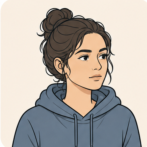 Emma Mitchell professional vector portrait in casual student clothing
