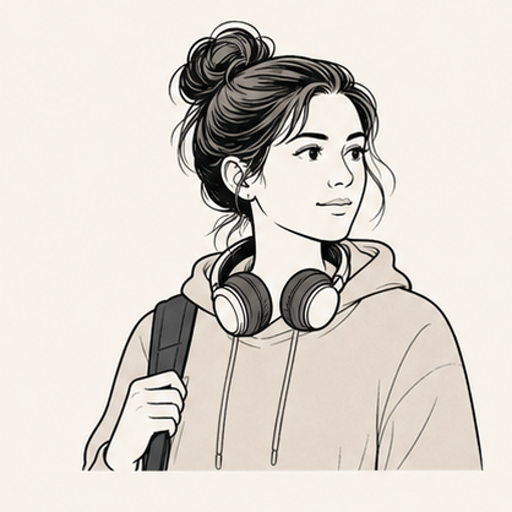 Emma Mitchell professional vector portrait in casual student clothing