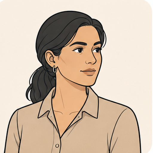 Maria Rodriguez professional vector portrait with a warm practical expression